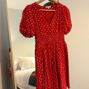 Madewell Red Floral Sophia Mini Dress XS